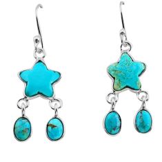 7.87cts green arizona mohave turquoise 925 silver star fish earrings y79290