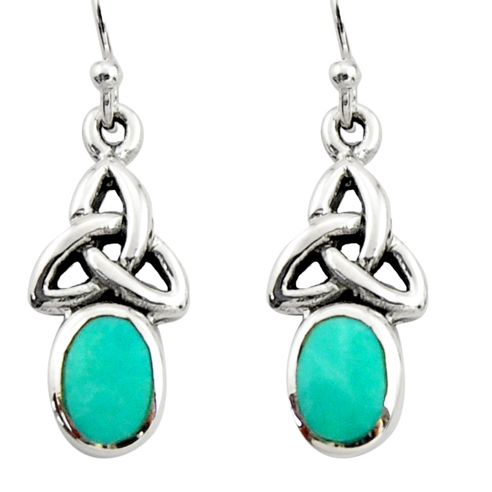 3.13cts green arizona mohave turquoise 925 sterling silver earrings c9941