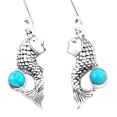 Clearance Sale- 1.65cts green arizona mohave turquoise 925 sterling silver fish earrings p26463