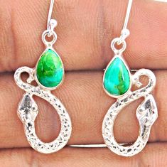 4.28cts green arizona mohave turquoise 925 sterling silver snake earrings t80935
