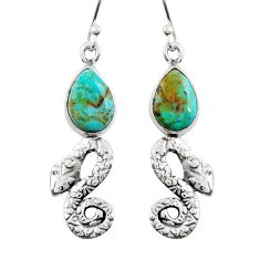 6.48cts green arizona mohave turquoise 925 sterling silver snake earrings y26085