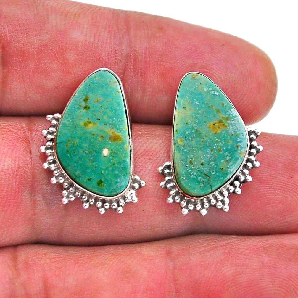 10.62cts green arizona mohave turquoise 925 sterling silver stud earrings n54961