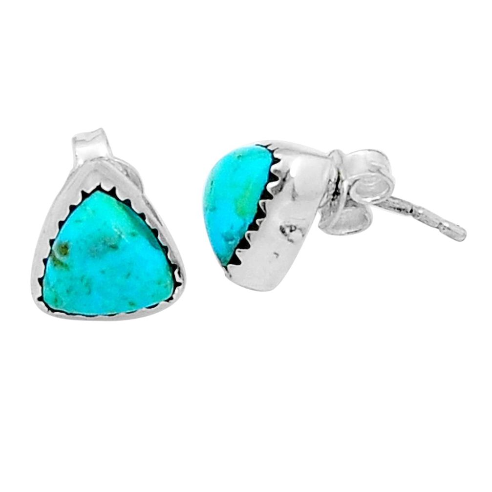 4.71cts green arizona mohave turquoise 925 sterling silver stud earrings y4922