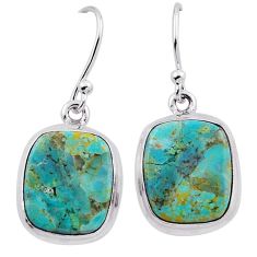 12.52cts green arizona mohave turquoise cushion silver dangle earrings n32222