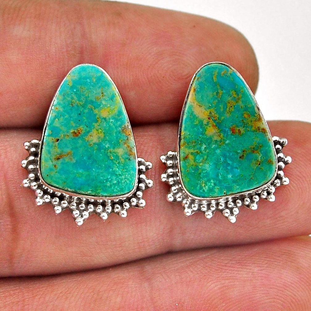 9.63cts green arizona mohave turquoise fancy 925 silver dangle earrings n51815
