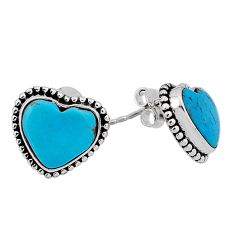 10.41cts green arizona mohave turquoise heart shape 925 silver earrings n34441
