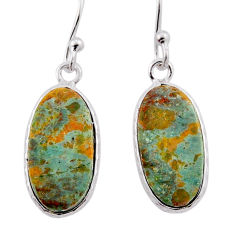 6.36cts green arizona mohave turquoise oval 925 silver dangle earrings n38475