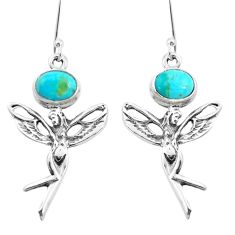 Clearance Sale- 4.22cts green arizona mohave turquoise silver angel wings fairy earrings p50755