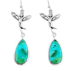 12.03cts green arizona mohave turquoise silver angel wings fairy earrings y24637