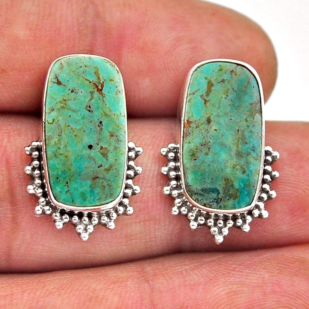 10.31cts green arizona mohave turquoise silver dangle earrings jewelry n51801