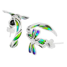 6.62gms green blue purple enamel 925 silver stud earrings jewelry c29600