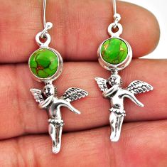 4.59cts green copper turquoise 925 sterling silver angel earrings jewelry n28816