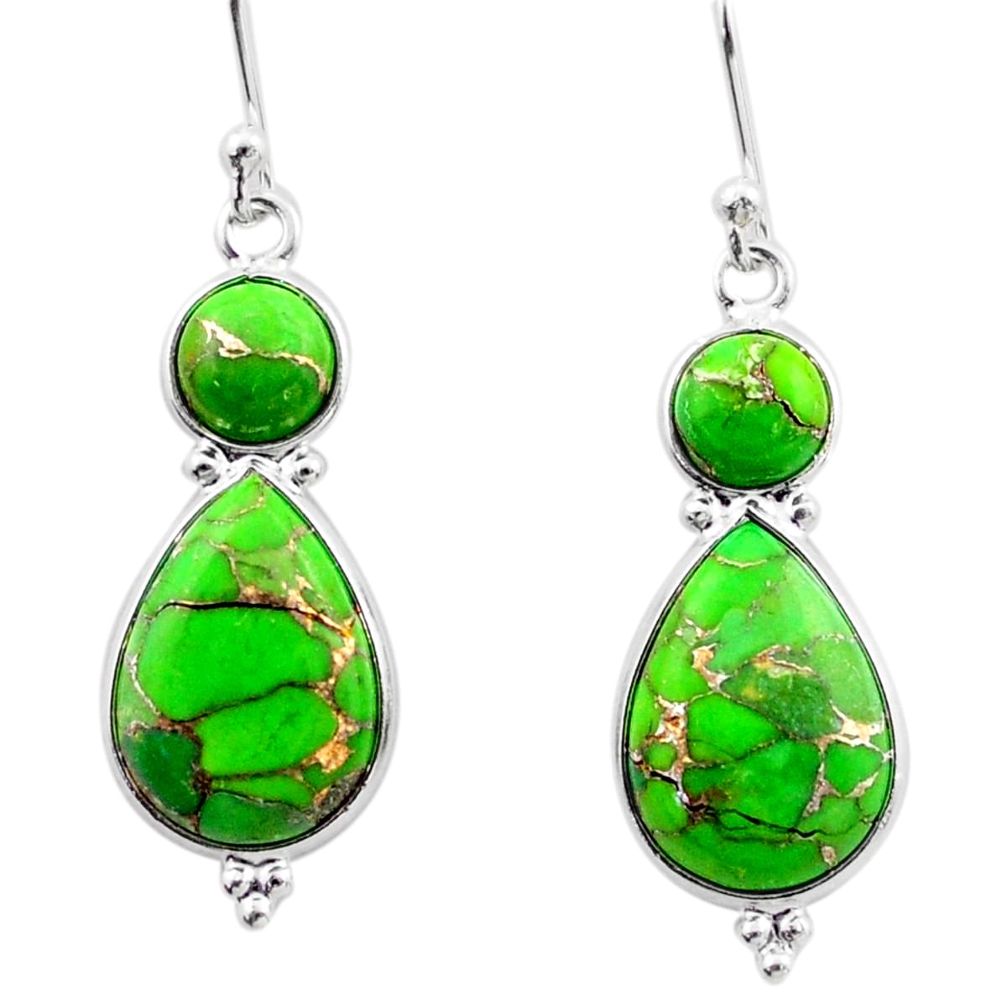10.33cts green copper turquoise 925 sterling silver chandelier earrings t82616