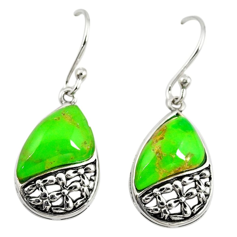 Green copper turquoise 925 sterling silver dangle earrings jewelry c23035