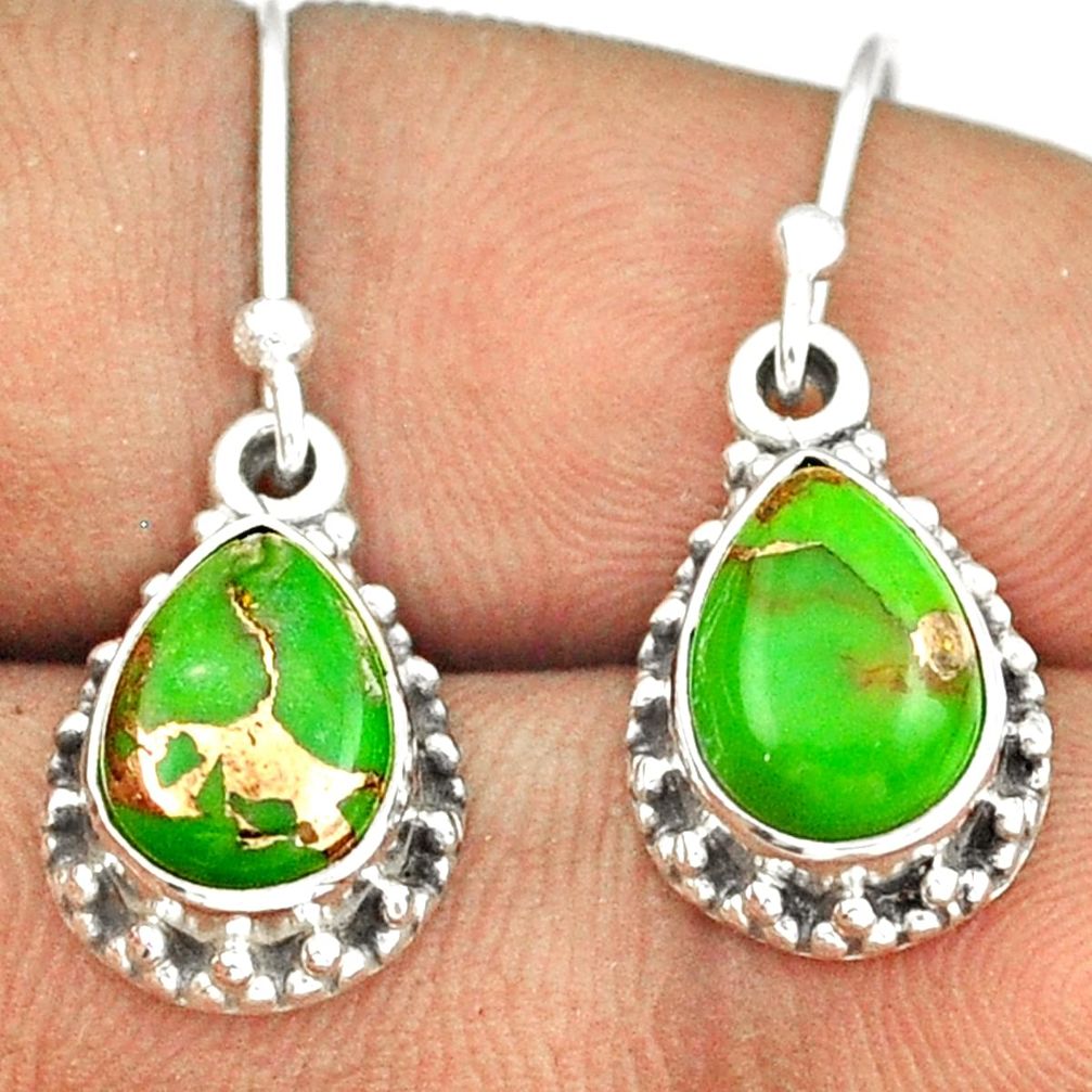 4.82cts green copper turquoise 925 sterling silver dangle earrings jewelry u7488