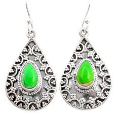 3.66cts green copper turquoise 925 sterling silver dangle earrings u28113