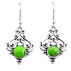 2.51cts green copper turquoise 925 sterling silver dangle earrings u53428