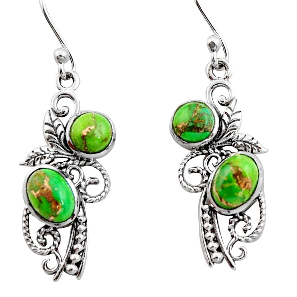 4.70cts green copper turquoise 925 sterling silver earrings jewelry r26590