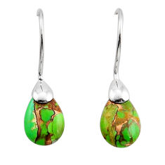 5.90cts green copper turquoise fancy 925 sterling silver dangle earrings y82438