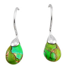 5.88cts green copper turquoise fancy 925 sterling silver earrings jewelry y82440
