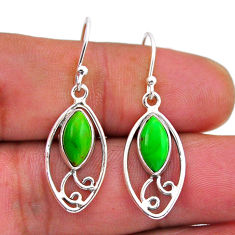 4.60cts green copper turquoise marquise sterling silver dangle earrings n49650