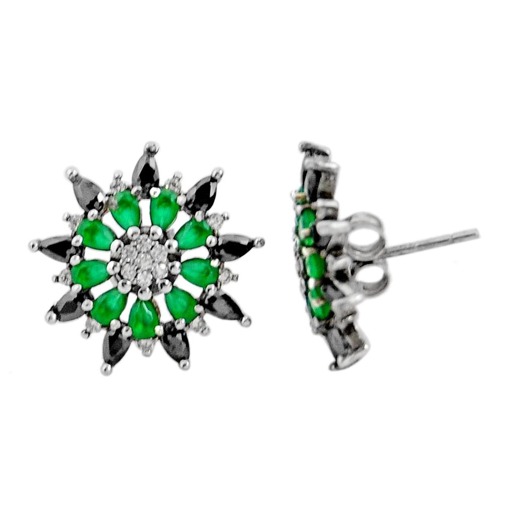 4.89cts green emerald (lab) topaz 925 silver stud earrings jewelry c9598