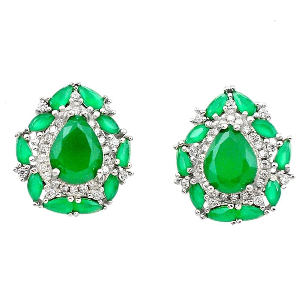 11.27cts green emerald (lab) topaz 925 sterling silver earrings jewelry c26043