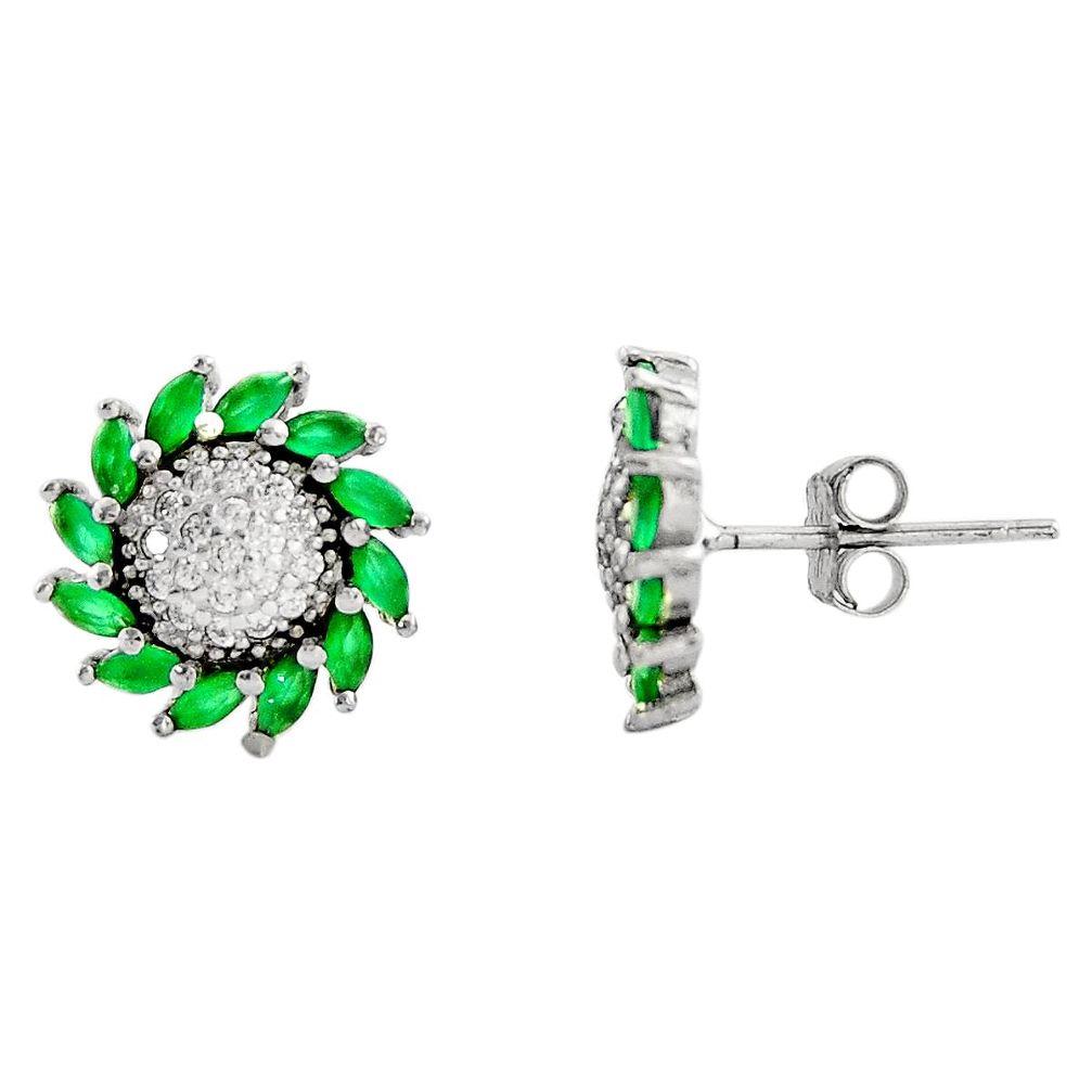 3.50cts green emerald (lab) topaz 925 sterling silver earrings jewelry c9302