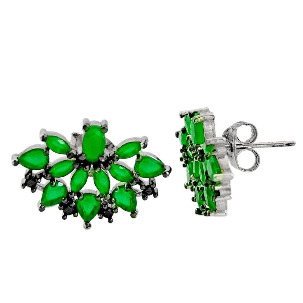 5.63cts green emerald (lab) topaz 925 sterling silver stud earrings c9205