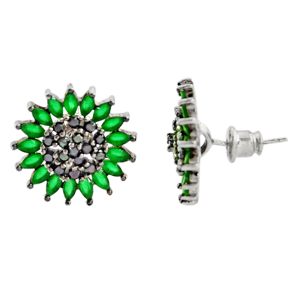 LAB 6.59cts green emerald (lab) topaz 925 sterling silver stud earrings c9219