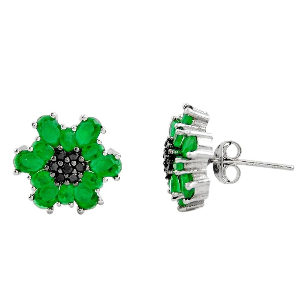 7.50cts green emerald (lab) topaz 925 sterling silver stud earrings c9222