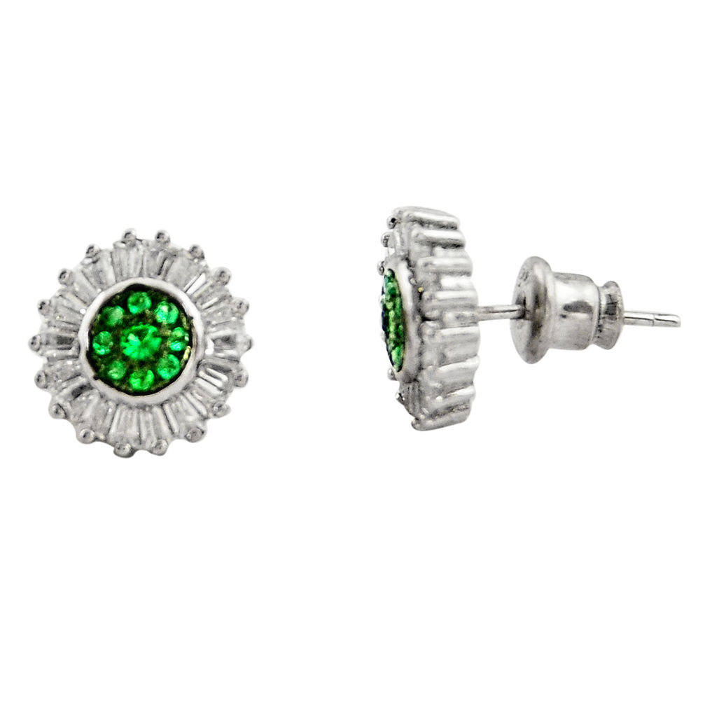 LAB 5.54cts green emerald (lab) topaz 925 sterling silver stud earrings c9271