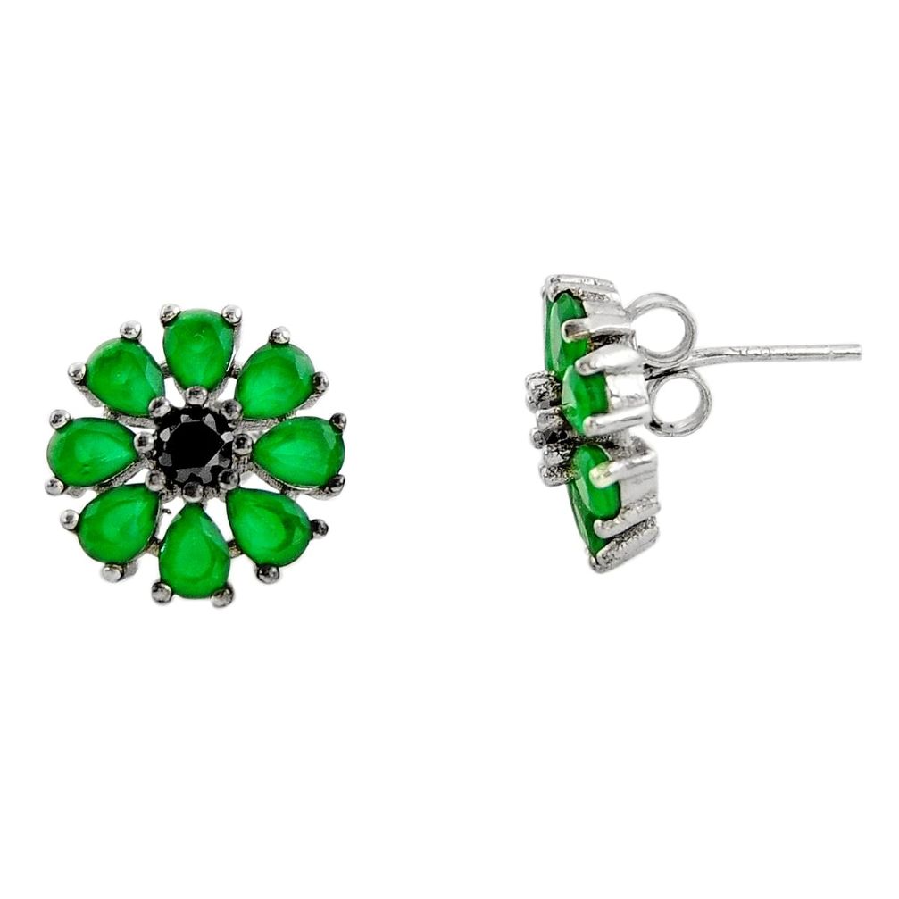 4.85cts green emerald (lab) topaz 925 sterling silver stud earrings c9285