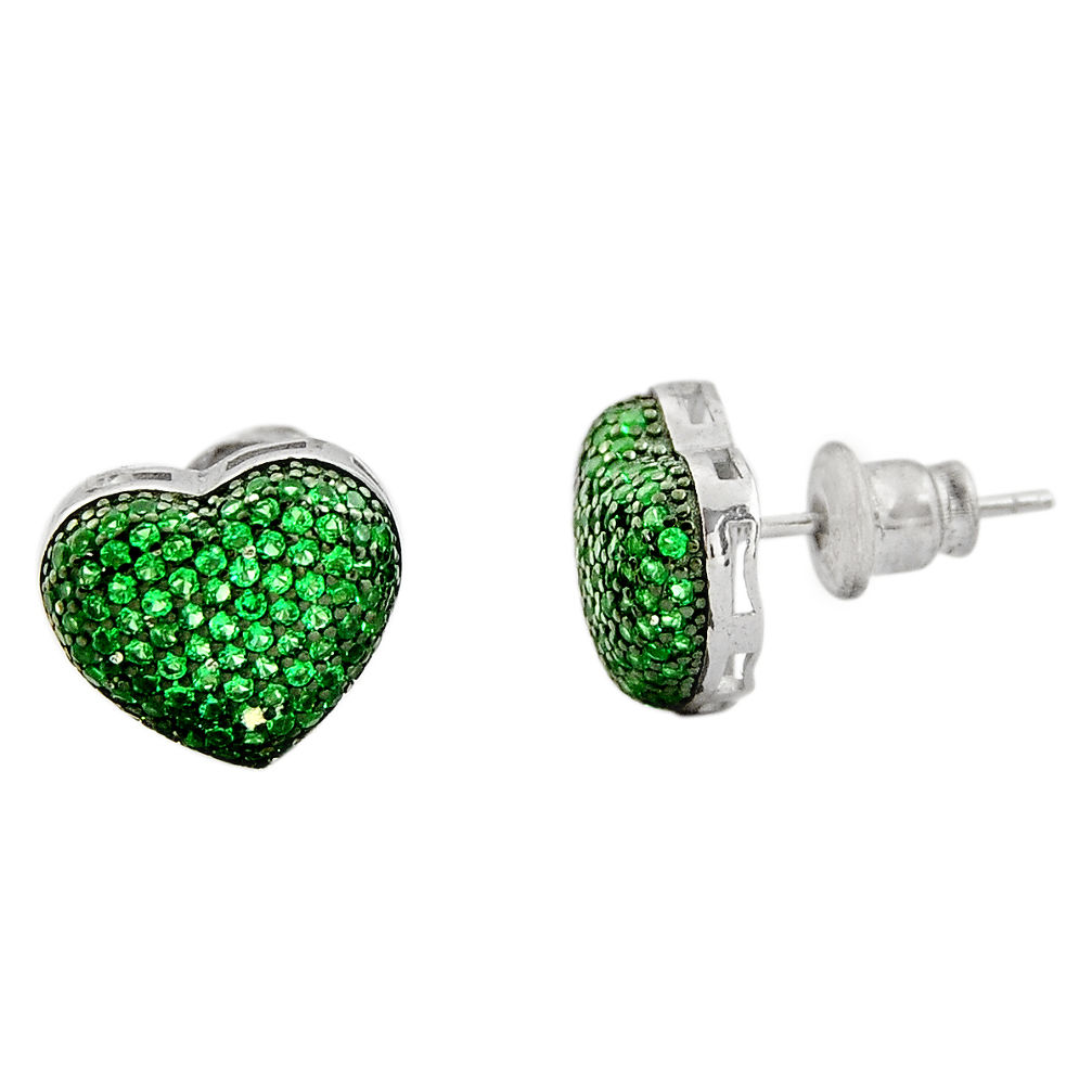 LAB 4.34cts green emerald (lab) topaz 925 sterling silver stud earrings c9294