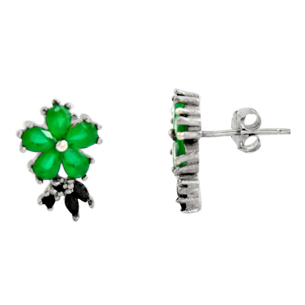 LAB 5.08cts green emerald (lab) topaz 925 sterling silver stud earrings c9321