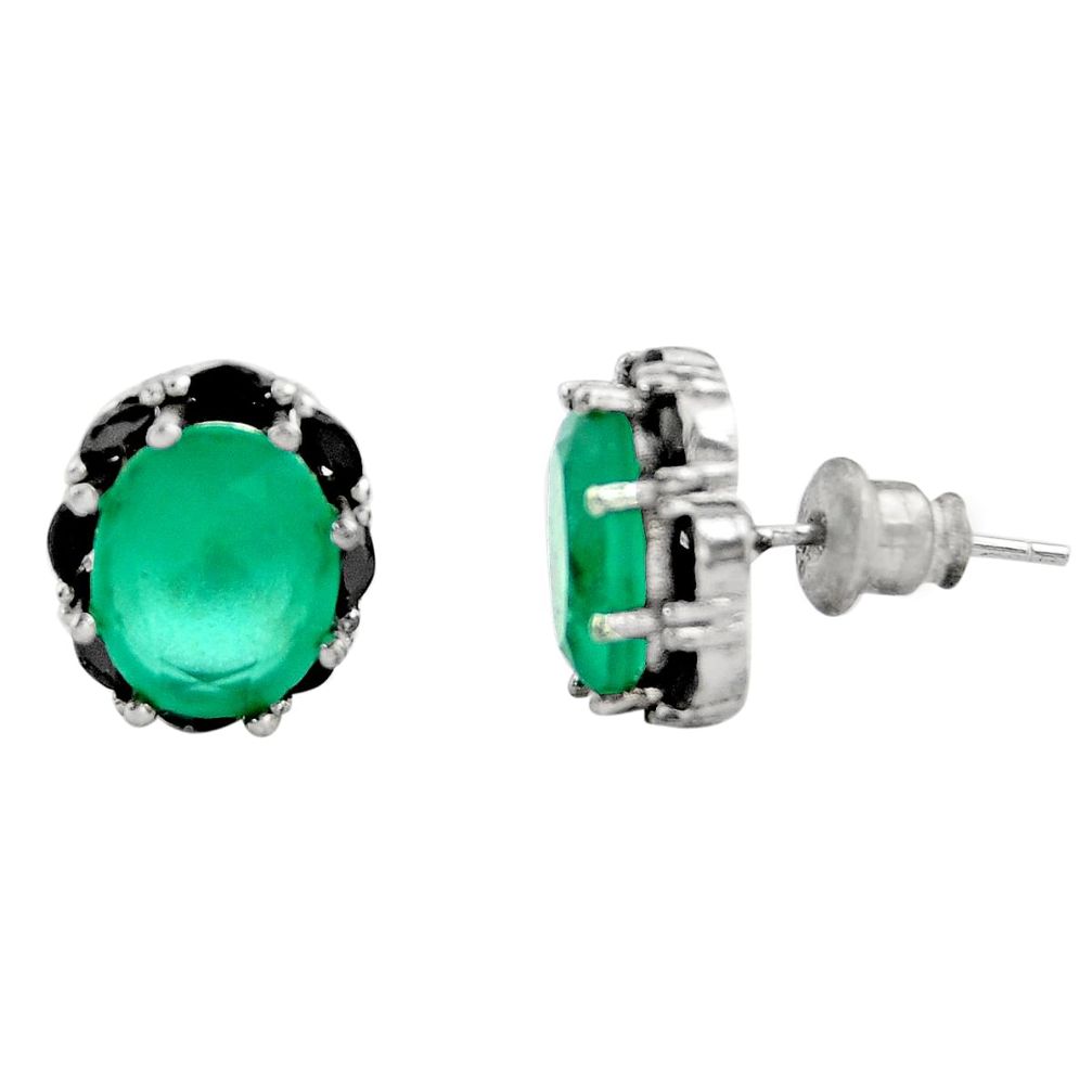 8.73cts green emerald (lab) topaz 925 sterling silver stud earrings c9340