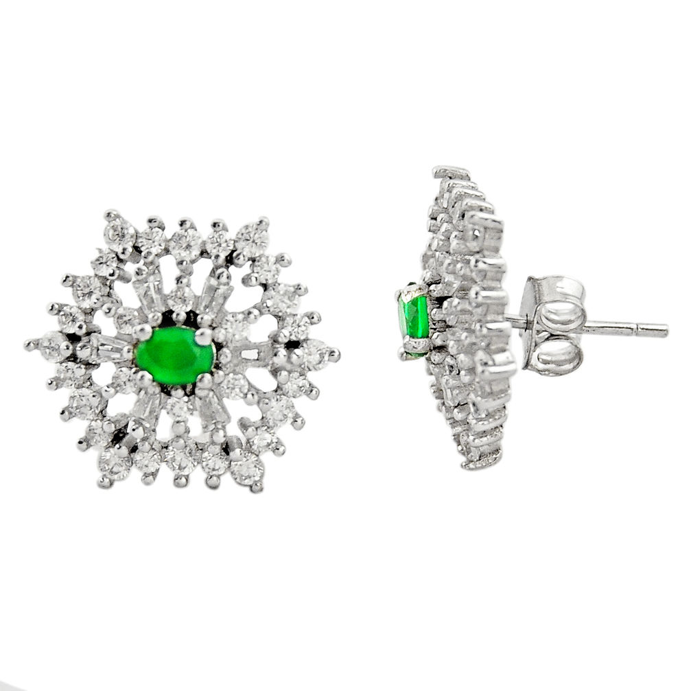 LAB 3.62cts green emerald (lab) topaz 925 sterling silver stud earrings c9342