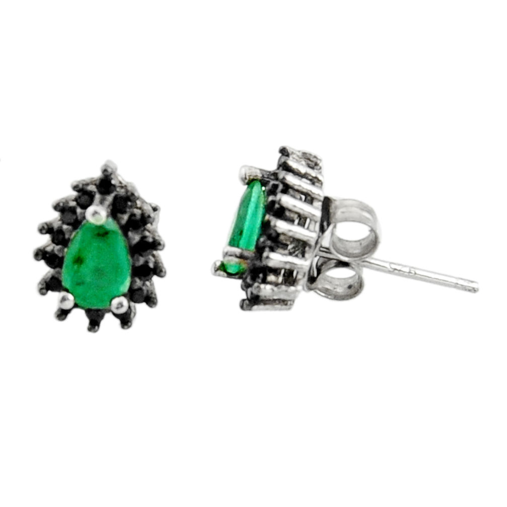 LAB 3.64cts green emerald (lab) topaz 925 sterling silver stud earrings c9947