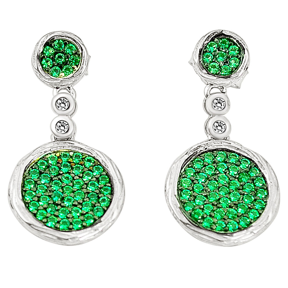 LAB Green emerald quartz topaz 925 sterling silver dangle earrings a78108 c24731