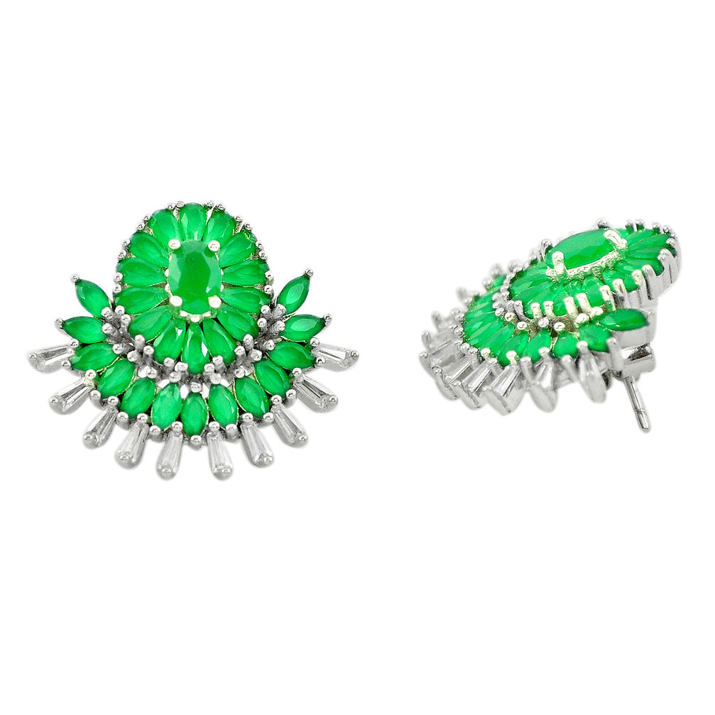 LAB Green emerald quartz topaz 925 sterling silver stud earrings c19504