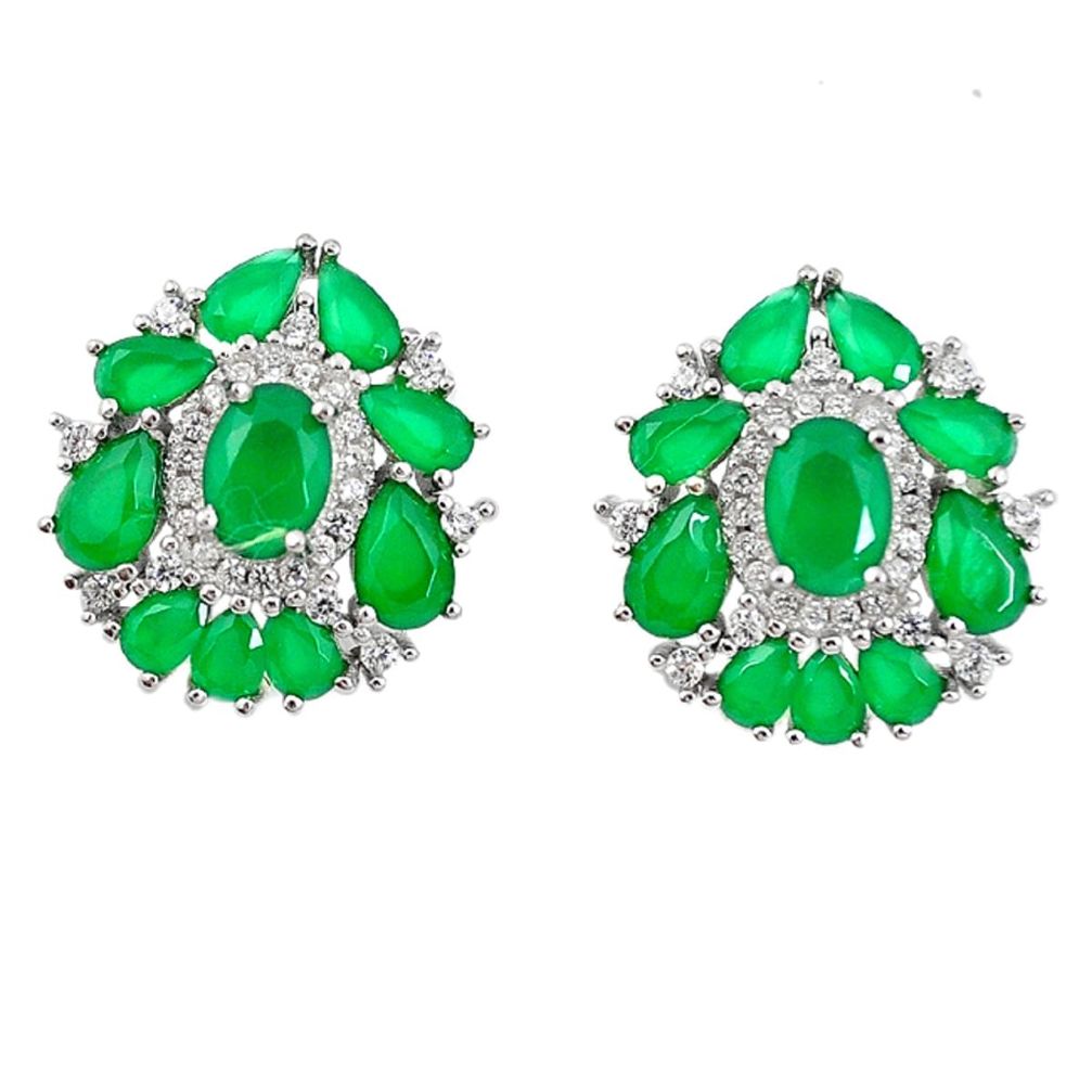 Green emerald quartz topaz 925 sterling silver stud earrings c20141