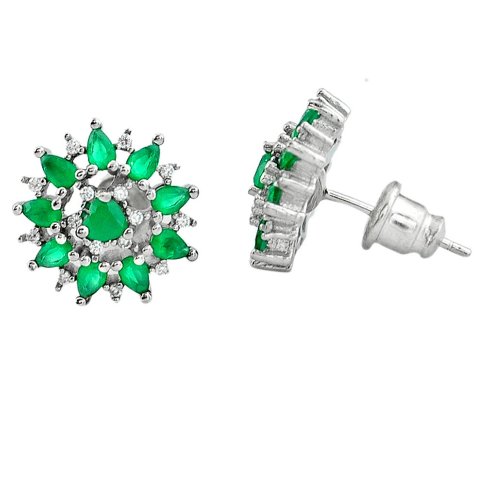 LAB Green emerald quartz topaz 925 sterling silver stud earrings jewelry c22426