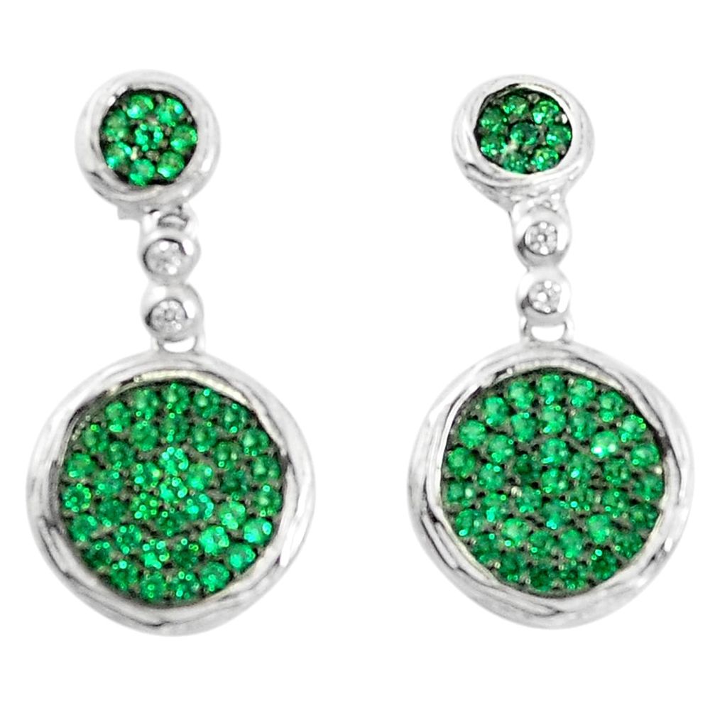 3.40cts green emerald quartz white topaz sterling silver earrings a90196 c24737