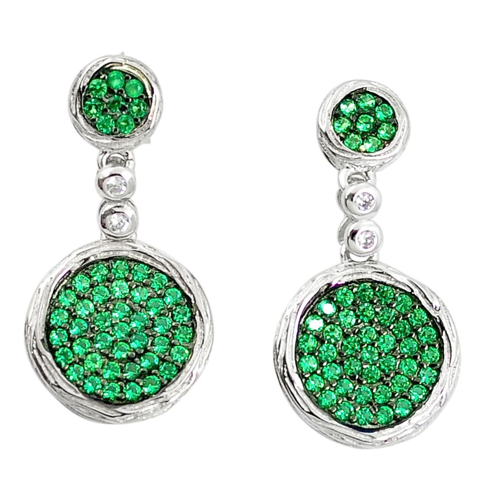 3.18cts green emerald quartz white topaz sterling silver earrings a90219 c24726