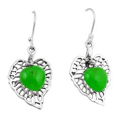 8.77cts green jade 925 sterling silver deltoid leaf earrings jewelry y50981