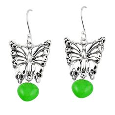 9.03cts green jade round 925 sterling silver butterfly earrings jewelry y50861