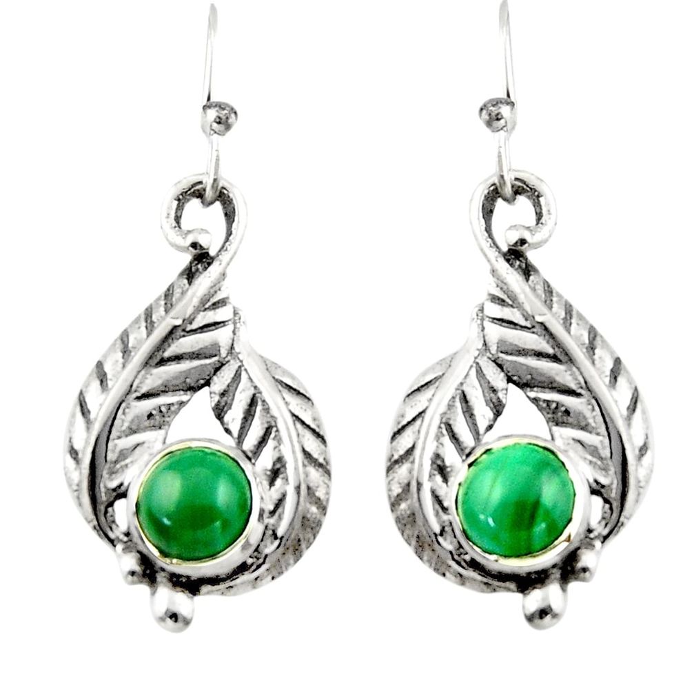 2.02cts green malachite (pilot's stone) 925 silver dangle earrings r42921