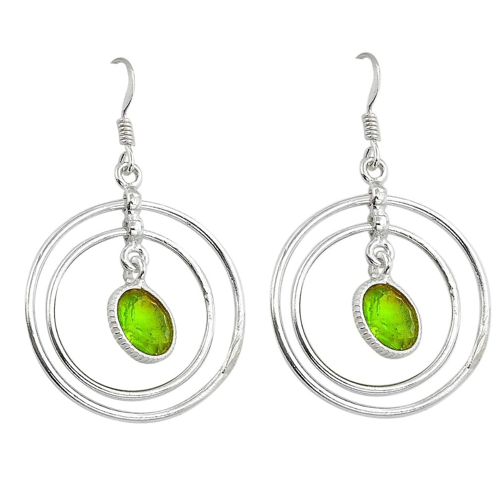 5.80cts green peridot quartz 925 sterling silver dangle earrings jewelry u86495