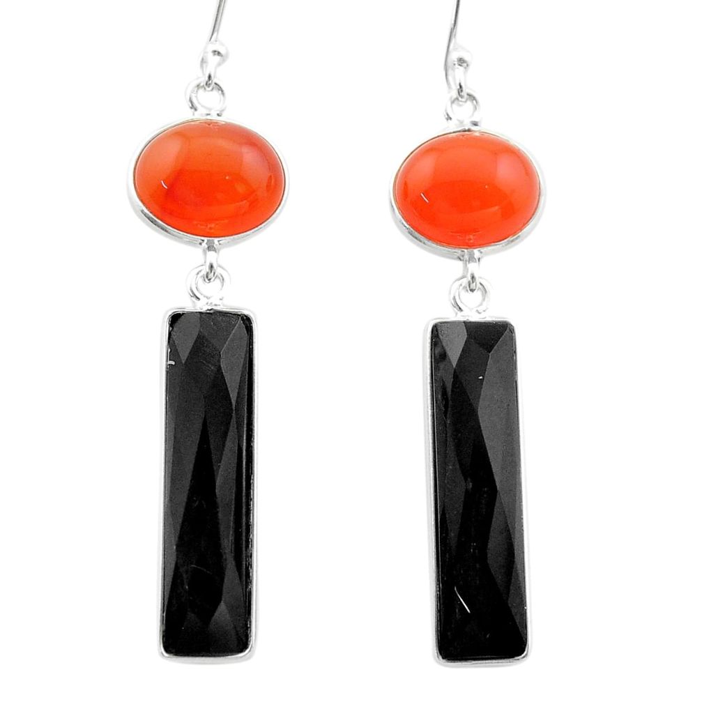 16.44cts halloween natural orange cornelian onyx 925 silver earrings t57545