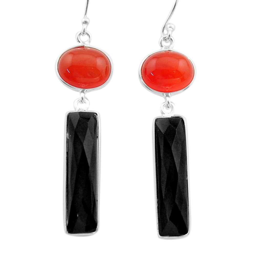 15.86cts halloween natural orange cornelian onyx 925 silver earrings t57554